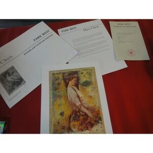 Hua chen 2006 Gathering Blossoms 7" x 9 3/8 " seriolithograph & certifiicate